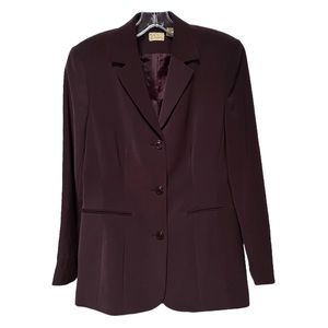Caslon Petite Three Button Notch Collar Plum Blazer Jacket